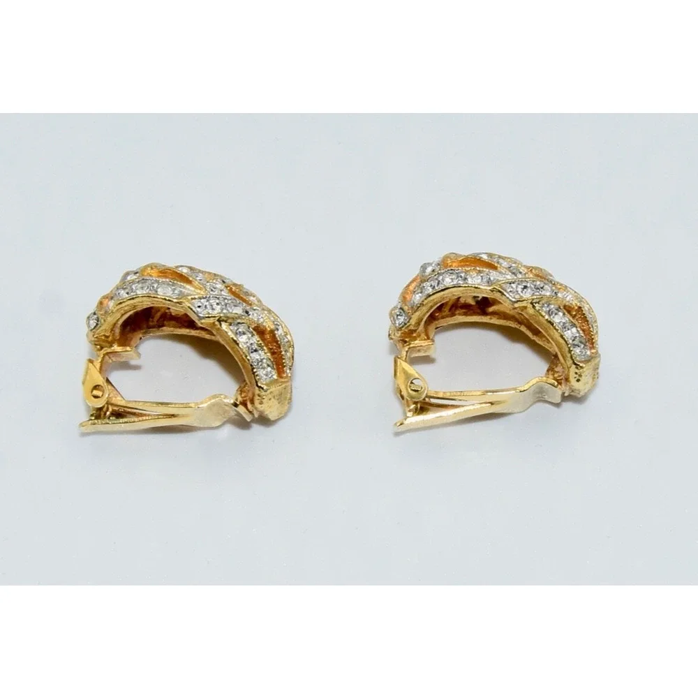 KJL KENNETH JAY LANE Gold ToneRhinestone Dome Clip Earrings - Picture 2 of 9